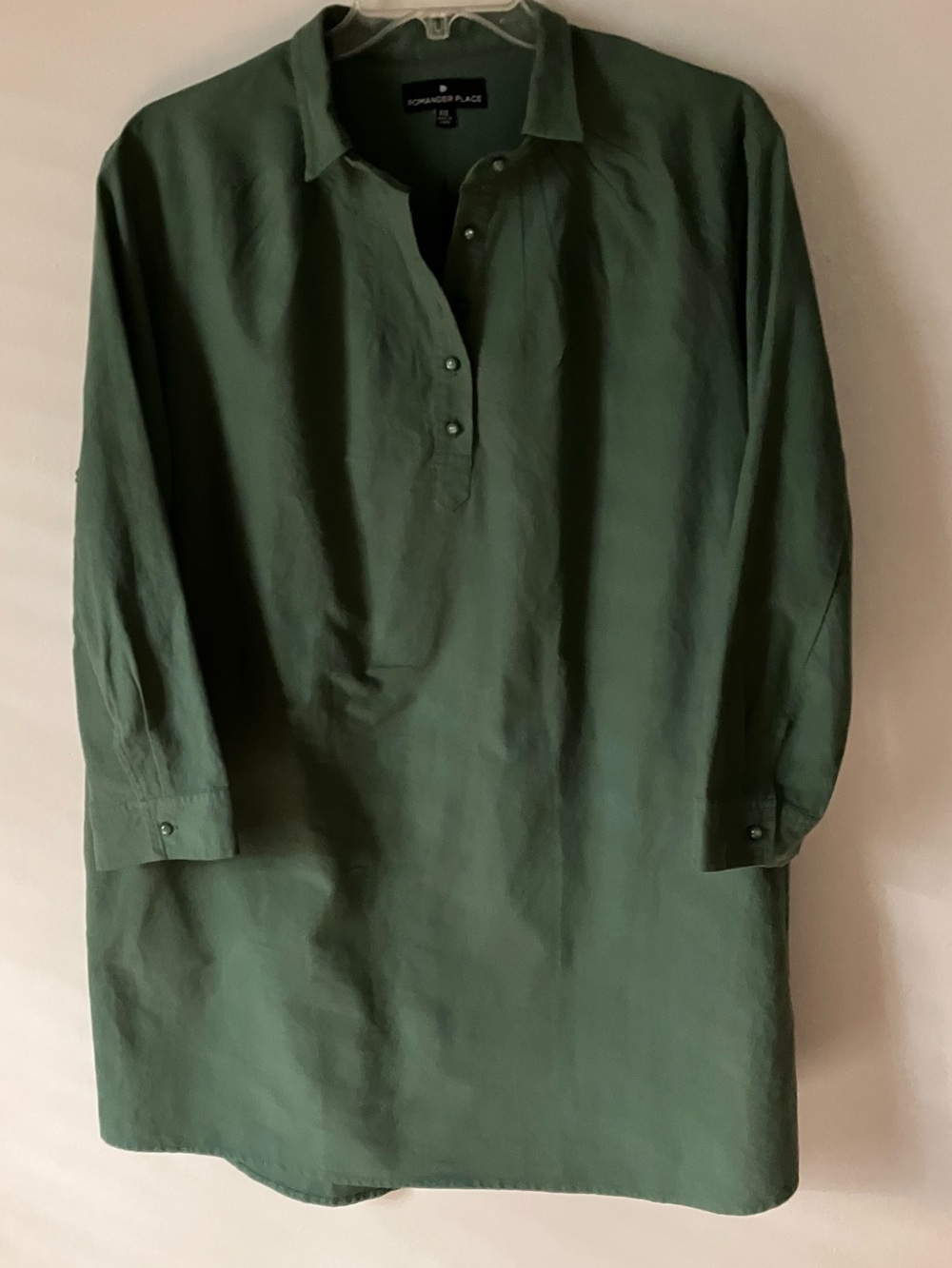 Pomander Place  Olive Green Collar Shirt Button-Down Front Dress